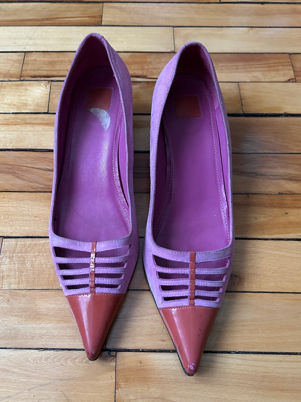 Vintage Coach Suede Kitten Heels Pink Pointed Toe Y2K Mob Wife Classic - Picture 2 of 13